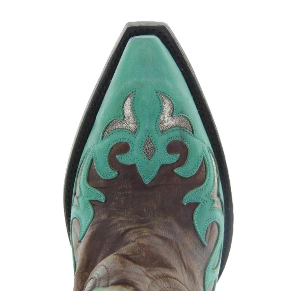 NEW OLD GRINGO women's nevada heavier brass western boot in brown/teal - Picture 3 of 3